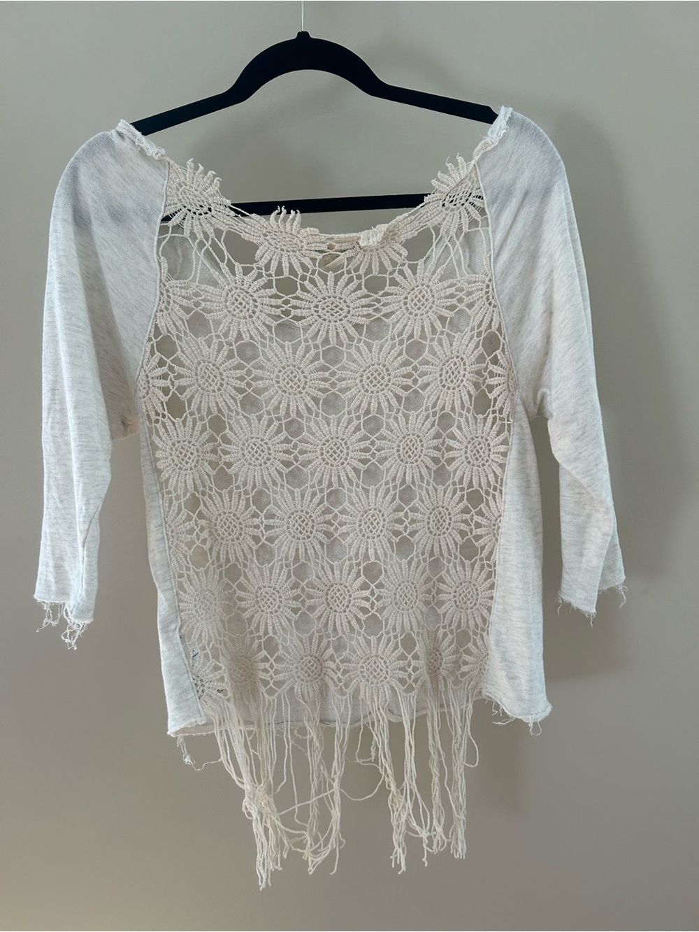 Staring at Stars Cream Fringe & Lace-Back Lightweight Top